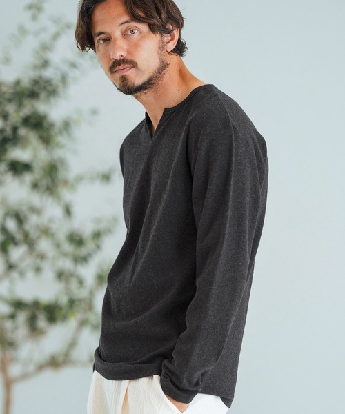 Magine（マージン）の「mlt4786-Span Fraise Long Sleeve Cut Sew ロンT（Tシャツ/カットソー・メンズ・ホワイト/チャコール/ブラック・44/46/48）」の10枚目の写真