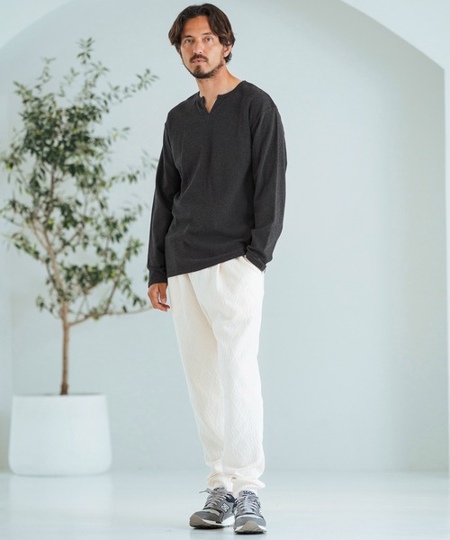 Magine（マージン）の「mlt4786-Span Fraise Long Sleeve Cut Sew ロンT（Tシャツ/カットソー・メンズ・ホワイト/チャコール/ブラック・44/46/48）」の11枚目の写真