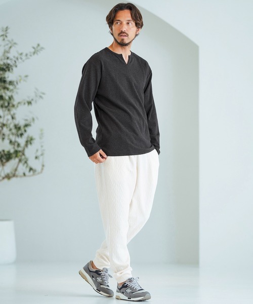 Magine（マージン）の「mlt4786-Span Fraise Long Sleeve Cut Sew ロンT（Tシャツ/カットソー・メンズ・ホワイト/チャコール/ブラック・44/46/48）」の12枚目の写真