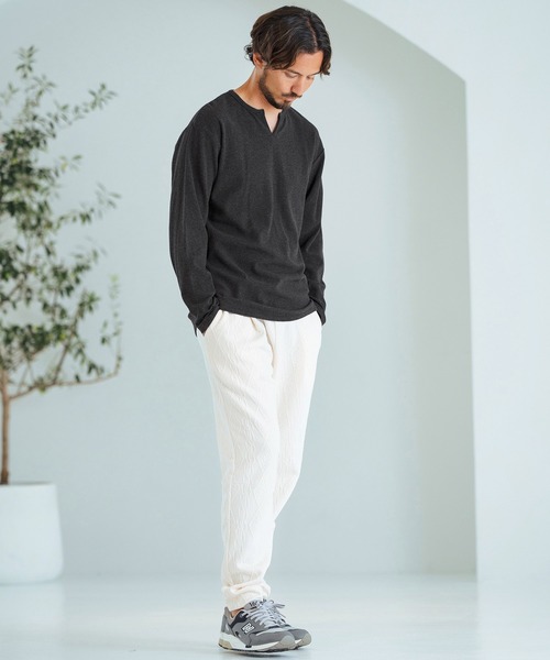 Magine（マージン）の「mlt4786-Span Fraise Long Sleeve Cut Sew ロンT（Tシャツ/カットソー・メンズ・ホワイト/チャコール/ブラック・44/46/48）」の13枚目の写真