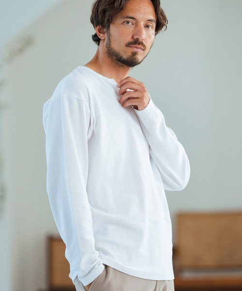 Magine（マージン）の「mlt4786-Span Fraise Long Sleeve Cut Sew ロンT（Tシャツ/カットソー・メンズ・ホワイト/チャコール/ブラック・44/46/48）」の14枚目の写真