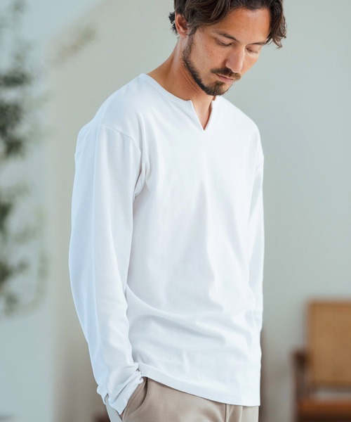 Magine（マージン）の「mlt4786-Span Fraise Long Sleeve Cut Sew ロンT（Tシャツ/カットソー・メンズ・ホワイト/チャコール/ブラック・44/46/48）」の15枚目の写真