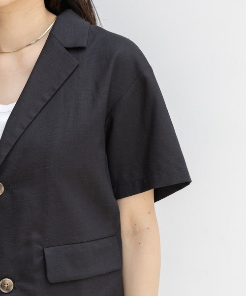 RAGEBLUE（レイジブルー）の「リネン半袖シャツジャケット（シャツ/ブラウス・レディース・ブラック/レッド・FREE）」の8枚目の写真