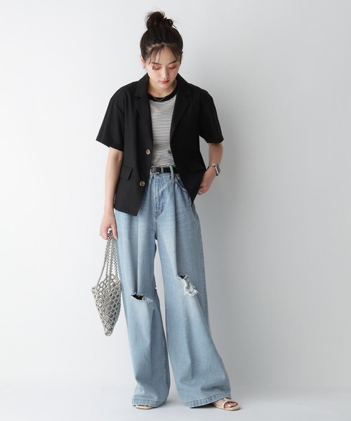 RAGEBLUE（レイジブルー）の「リネン半袖シャツジャケット（シャツ/ブラウス・レディース・ブラック/レッド・FREE）」の15枚目の写真