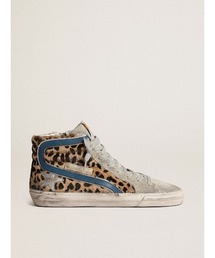 GOLDEN GOOSE（ゴールデングース）の「レディース Slide レオパード柄ポニースキン シルバーレザースター（スニーカー）」