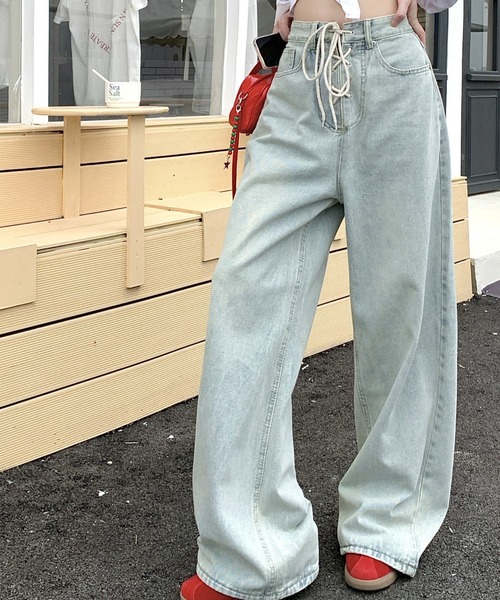 Achic（アシック）の「前開きリボンつきデニムパンツ（デニムパンツ