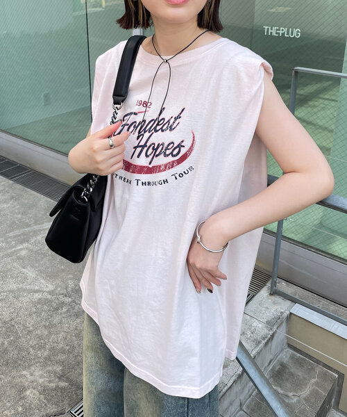 mline（エムライン）の「[mline]ロゴノースリTシャツ（Tシャツ/カットソー・レディース・アイボリー/ピンク/チャコールグレー・FREE）」の3枚目の写真