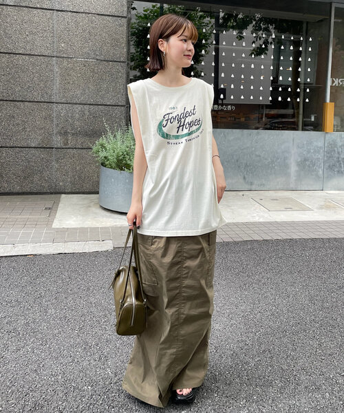 mline（エムライン）の「[mline]ロゴノースリTシャツ（Tシャツ/カットソー・レディース・アイボリー/ピンク/チャコールグレー・FREE）」の6枚目の写真