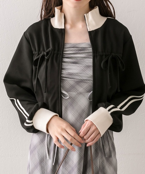 OLIVE des OLIVE(オリーブデオリーブ)の「リボントラックジャケット(スウェット・レディース・ブラウン/その他/ブラック/サックスブルー・FREE)」の2枚目の写真