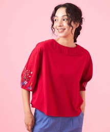Jocomomola | フラワー刺繍ドッキングカットソー(Tシャツ/カットソー)