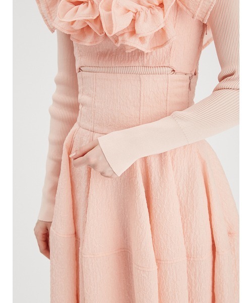 【美品】furfur レイヤードニットセットワンピース　ピンク FURFUR（ファーファー）の「レイヤードニットセットワンピース