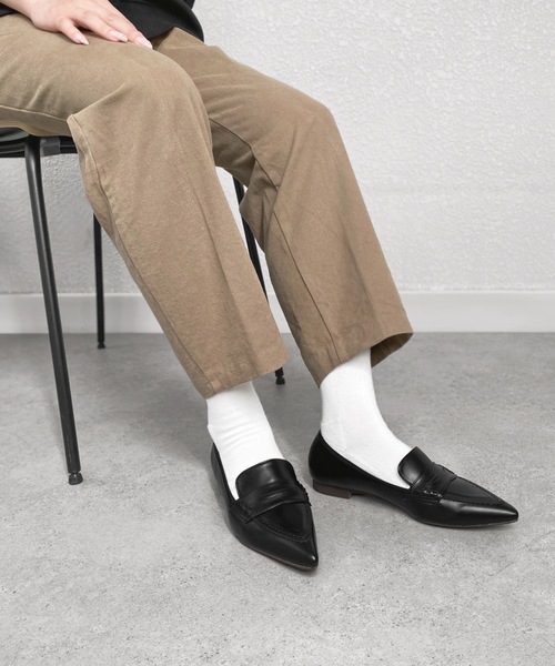 【セール】ポインテッドトゥ モカデザイン コインローファー（ローファー）｜MAMIAN（マミアン） 5,895円