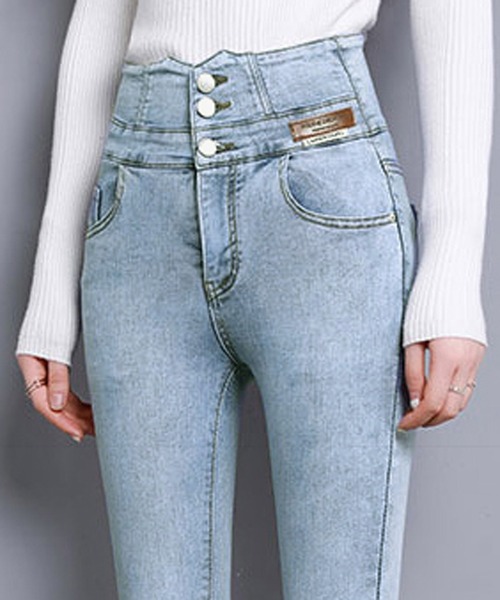 NANEA(ナネア)の「バッククロスデザイン ハイウエストストレッチデニムスキニーパンツ(デニムパンツ・レディース・ネイビー/ブラック/ブルー・SMALL/MEDIUM/LARGE/X-LARGE/XX-LARGE)」の10枚目の写真