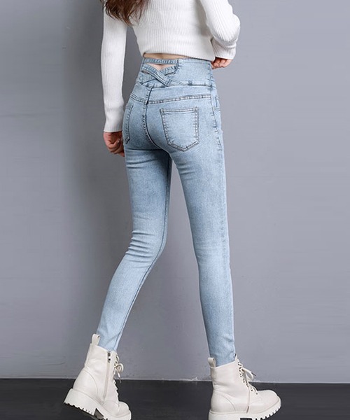 NANEA(ナネア)の「バッククロスデザイン ハイウエストストレッチデニムスキニーパンツ(デニムパンツ・レディース・ネイビー/ブラック/ブルー・SMALL/MEDIUM/LARGE/X-LARGE/XX-LARGE)」の14枚目の写真