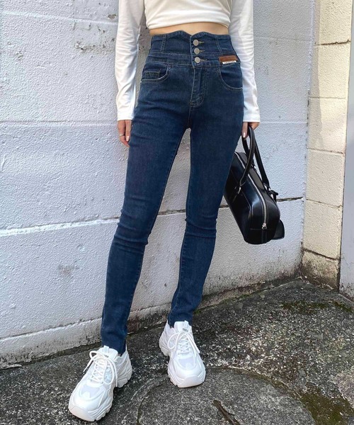 NANEA(ナネア)の「バッククロスデザイン ハイウエストストレッチデニムスキニーパンツ(デニムパンツ・レディース・ネイビー/ブラック/ブルー・SMALL/MEDIUM/LARGE/X-LARGE/XX-LARGE)」の7枚目の写真