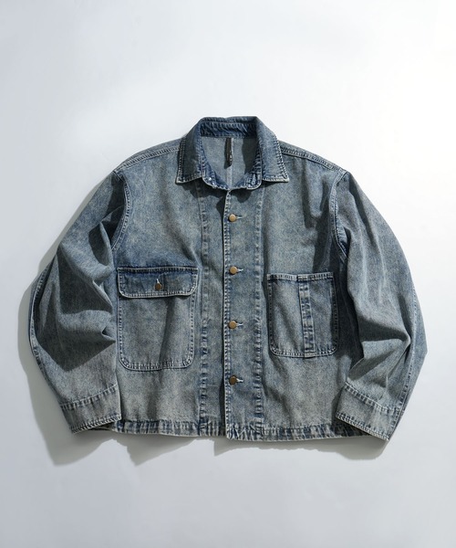 セール】vintage like hard wash denim work jacket セール】vintage like hard wash denim work jacket