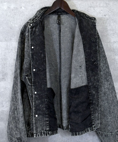 Anytime Songs（エニータイムソングス）の「vintage like hard wash denim work jacket/ヴィンテージライク ハードウォッシュ デニム ワークジャケット（デニムジャケット・メンズ・ケミカルウォッシュ/ブラック・M/L/XL）」の4枚目の写真