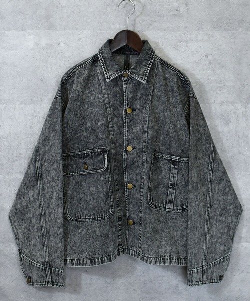 Anytime Songs（エニータイムソングス）の「vintage like hard wash denim work jacket/ヴィンテージライク ハードウォッシュ デニム ワークジャケット（デニムジャケット・メンズ・ケミカルウォッシュ/ブラック・M/L/XL）」の12枚目の写真