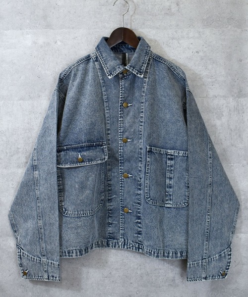 Anytime Songs（エニータイムソングス）の「vintage like hard wash denim work jacket/ヴィンテージライク ハードウォッシュ デニム ワークジャケット（デニムジャケット・メンズ・ケミカルウォッシュ/ブラック・M/L/XL）」の13枚目の写真