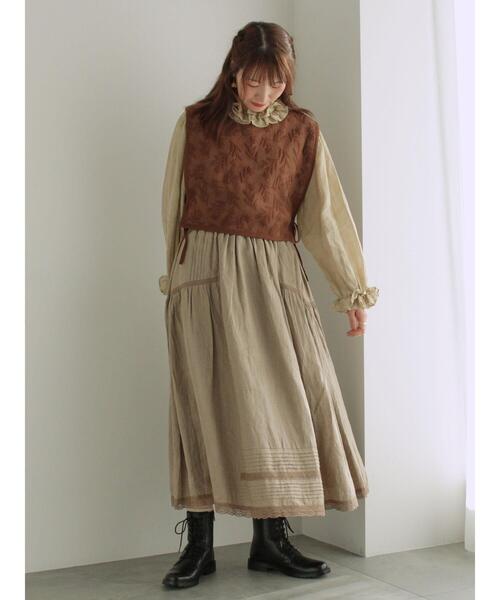 TSUHARU by Samansa Mos2(ツハルバイサマンサモスモス)の「フラワー柄ジャカード前後着ニットベスト(ベスト・レディース・ベージュ/ブラウン/ブラック・F)」の10枚目の写真
