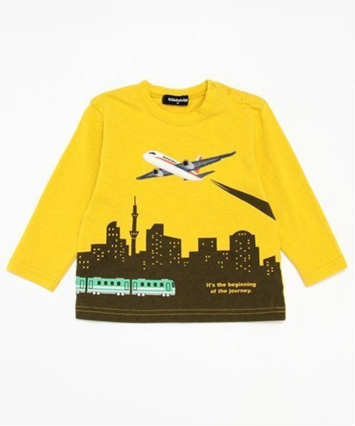 kladskap(クレードスコープ)の「空の旅長袖Tシャツ(Tシャツ/カットソー・キッズ・マスタード/ターコイズブルー・120cm/90cm/80cm/100cm/110cm/130cm)」の4枚目の写真