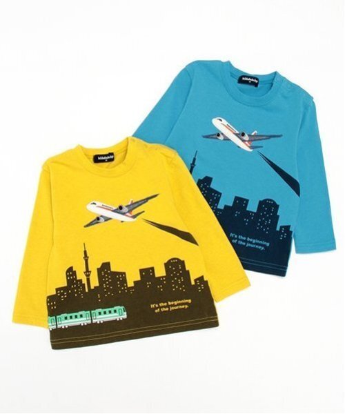 kladskap(クレードスコープ)の「空の旅長袖Tシャツ(Tシャツ/カットソー・キッズ・マスタード/ターコイズブルー・120cm/90cm/80cm/100cm/110cm/130cm)」の13枚目の写真