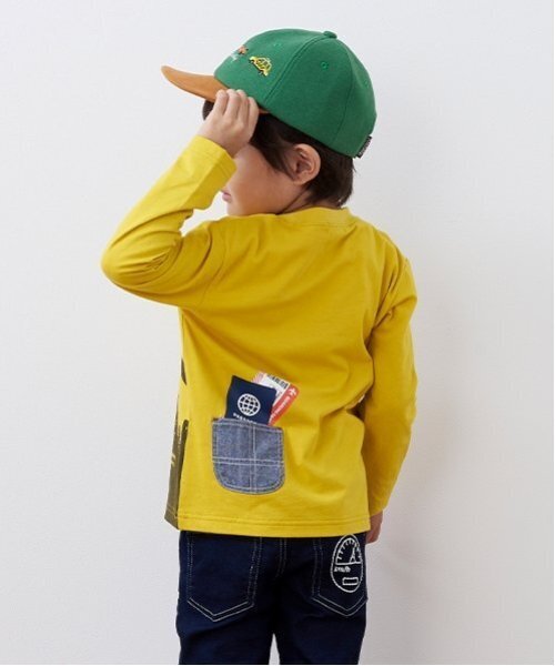 kladskap(クレードスコープ)の「空の旅長袖Tシャツ(Tシャツ/カットソー・キッズ・マスタード/ターコイズブルー・120cm/90cm/80cm/100cm/110cm/130cm)」の15枚目の写真