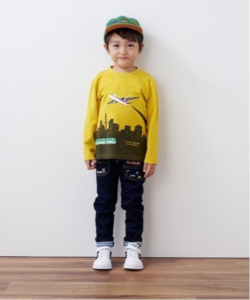 kladskap(クレードスコープ)の「空の旅長袖Tシャツ(Tシャツ/カットソー・キッズ・マスタード/ターコイズブルー・120cm/90cm/80cm/100cm/110cm/130cm)」の17枚目の写真