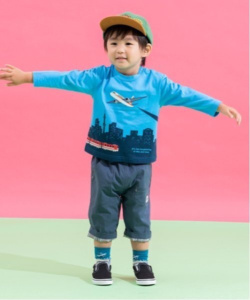 kladskap(クレードスコープ)の「空の旅長袖Tシャツ(Tシャツ/カットソー・キッズ・マスタード/ターコイズブルー・120cm/90cm/80cm/100cm/110cm/130cm)」の18枚目の写真