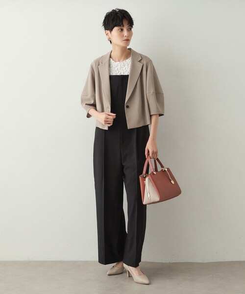 OPAQUE.CLIP（オペークドットクリップ）の「◆ランタンスリーブテーラードジャケット【洗濯機洗い可】（テーラードジャケット・レディース・ベージュ/チャコールグレー・38/40/42）」の8枚目の写真