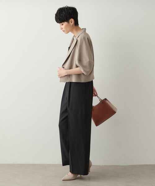 OPAQUE.CLIP（オペークドットクリップ）の「◆ランタンスリーブテーラードジャケット【洗濯機洗い可】（テーラードジャケット・レディース・ベージュ/チャコールグレー・38/40/42）」の9枚目の写真