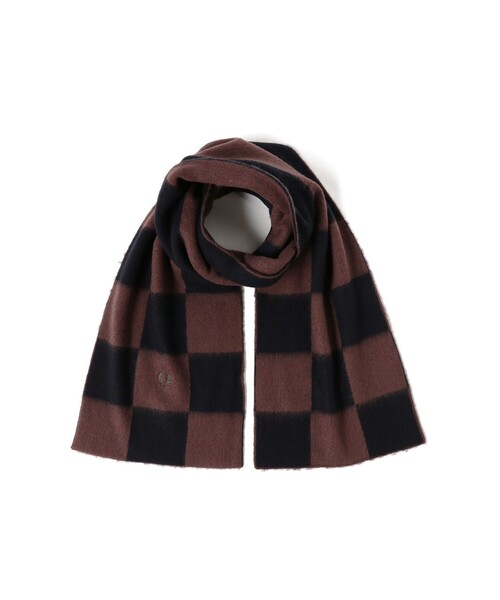 FRED PERRY(フレッドペリー)の「FRED PERRY / Chequerboard Lambswool Scarf(マフラー・レディース・オフホワイト/ブラウン・ONE SIZE)」の8枚目の写真