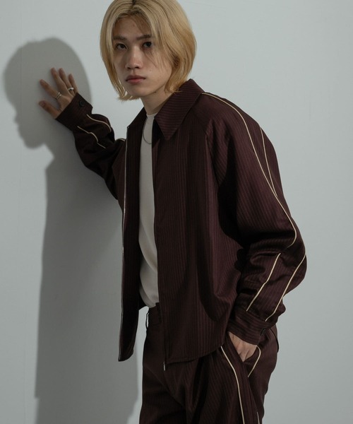 SENSE OF PLACE by URBAN RESEARCH（センスオブプレイスバイアーバンリサーチ）の「サイドラインピンストライプジップシャツ（シャツ/ブラウス・メンズ・チャコールグレー/カーキ/オレンジ・LARGE/MEDIUM）」の3枚目の写真