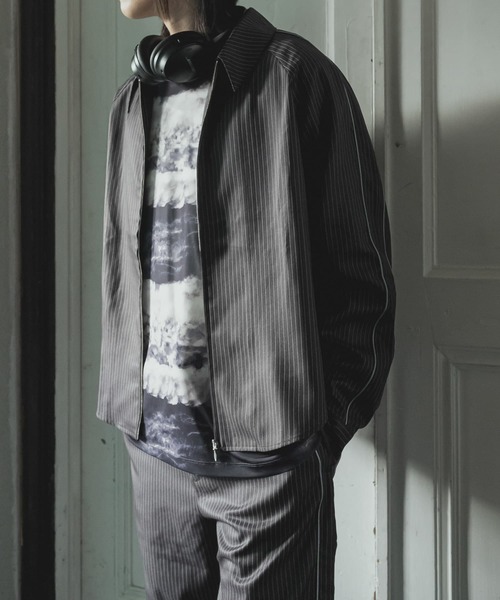 SENSE OF PLACE by URBAN RESEARCH（センスオブプレイスバイアーバンリサーチ）の「サイドラインピンストライプジップシャツ（シャツ/ブラウス・メンズ・チャコールグレー/カーキ/オレンジ・LARGE/MEDIUM）」の8枚目の写真