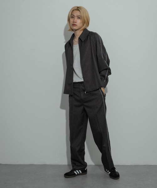 SENSE OF PLACE by URBAN RESEARCH（センスオブプレイスバイアーバンリサーチ）の「サイドラインピンストライプジップシャツ（シャツ/ブラウス・メンズ・チャコールグレー/カーキ/オレンジ・LARGE/MEDIUM）」の6枚目の写真