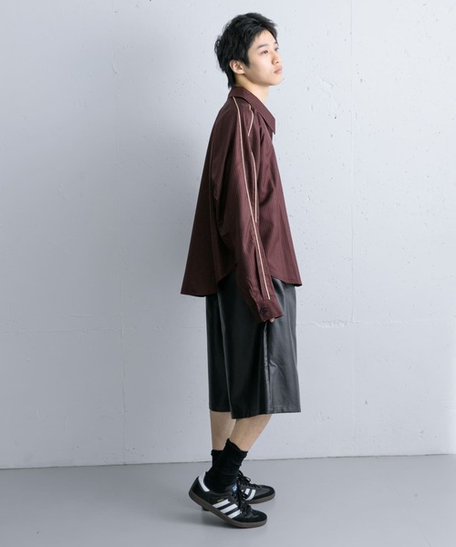 SENSE OF PLACE by URBAN RESEARCH（センスオブプレイスバイアーバンリサーチ）の「サイドラインピンストライプジップシャツ（シャツ/ブラウス・メンズ・チャコールグレー/カーキ/オレンジ・LARGE/MEDIUM）」の18枚目の写真