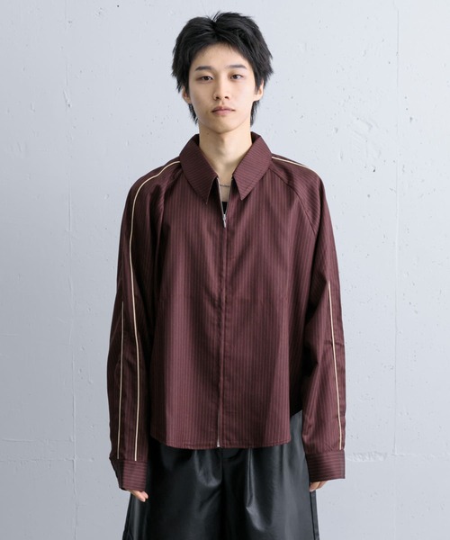 SENSE OF PLACE by URBAN RESEARCH（センスオブプレイスバイアーバンリサーチ）の「サイドラインピンストライプジップシャツ（シャツ/ブラウス・メンズ・チャコールグレー/カーキ/オレンジ・LARGE/MEDIUM）」の19枚目の写真