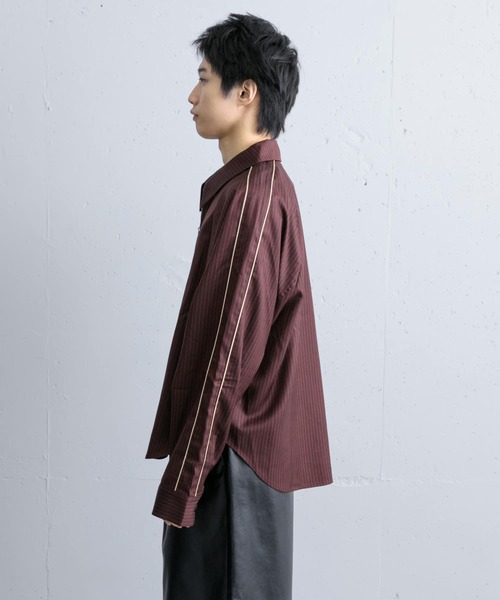 SENSE OF PLACE by URBAN RESEARCH（センスオブプレイスバイアーバンリサーチ）の「サイドラインピンストライプジップシャツ（シャツ/ブラウス・メンズ・チャコールグレー/カーキ/オレンジ・LARGE/MEDIUM）」の20枚目の写真