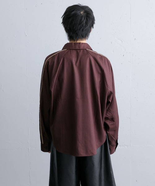 SENSE OF PLACE by URBAN RESEARCH（センスオブプレイスバイアーバンリサーチ）の「サイドラインピンストライプジップシャツ（シャツ/ブラウス・メンズ・チャコールグレー/カーキ/オレンジ・LARGE/MEDIUM）」の21枚目の写真