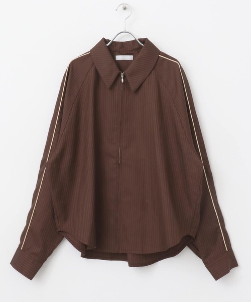 SENSE OF PLACE by URBAN RESEARCH（センスオブプレイスバイアーバンリサーチ）の「サイドラインピンストライプジップシャツ（シャツ/ブラウス・メンズ・チャコールグレー/カーキ/オレンジ・LARGE/MEDIUM）」の12枚目の写真