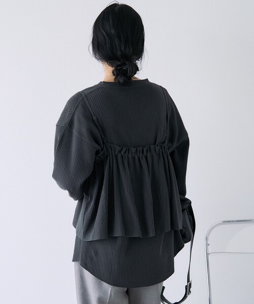 FREAK'S STORE(フリークスストア)の「ワッフル ロンTビスチェセット(Tシャツ/カットソー・レディース・オレンジ/チャコール/オフホワイト・フリ-)」の16枚目の写真