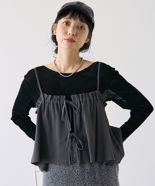 FREAK'S STORE(フリークスストア)の「ワッフル ロンTビスチェセット(Tシャツ/カットソー・レディース・オレンジ/チャコール/オフホワイト・フリ-)」の19枚目の写真