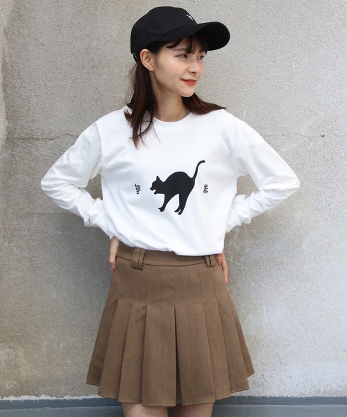 UNIT CHEST（ユニットチェスト）の「【UNIT CHEST】unique unisex long sleeve T-shirt /ユニークユニセックス ロンT OIF students コラボ 猫猫by Riyu（Tシャツ/カットソー・レディース・ブラック/ホワイト/杢グレー・L/M/S）」の7枚目の写真