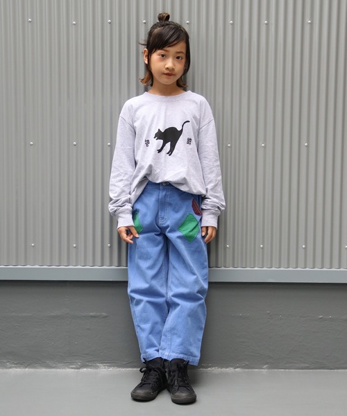 UNIT CHEST（ユニットチェスト）の「【UNIT CHEST】unique unisex long sleeve T-shirt /ユニークユニセックス ロンT OIF students コラボ 猫猫by Riyu（Tシャツ/カットソー・レディース・ブラック/ホワイト/杢グレー・L/M/S）」の13枚目の写真