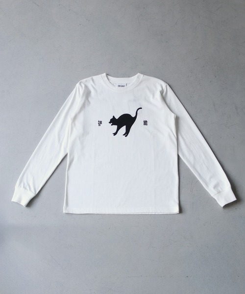 UNIT CHEST（ユニットチェスト）の「【UNIT CHEST】unique unisex long sleeve T-shirt /ユニークユニセックス ロンT OIF students コラボ 猫猫by Riyu（Tシャツ/カットソー・レディース・ブラック/ホワイト/杢グレー・L/M/S）」の15枚目の写真