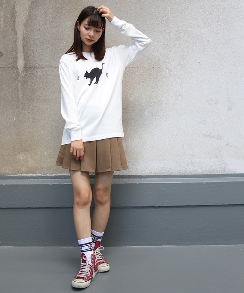 UNIT CHEST（ユニットチェスト）の「【UNIT CHEST】unique unisex long sleeve T-shirt /ユニークユニセックス ロンT OIF students コラボ 猫猫by Riyu（Tシャツ/カットソー・レディース・ブラック/ホワイト/杢グレー・L/M/S）」の19枚目の写真