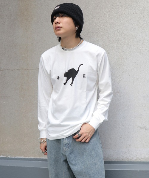UNIT CHEST（ユニットチェスト）の「【UNIT CHEST】unique unisex long sleeve T-shirt /ユニークユニセックス ロンT OIF students コラボ 猫猫by Riyu（Tシャツ/カットソー・レディース・ブラック/ホワイト/杢グレー・L/M/S）」の20枚目の写真