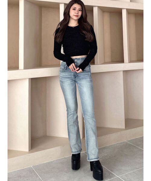 GYDA（ジェイダ）の「BACK リボンラメシャギーショートニットトップス（ニット/セーター・レディース・ブラック/ピンク/ライトグレー・FREE）」の19枚目の写真