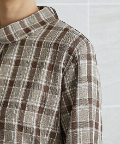 高身長 チェック柄ボウタイブラウス（セットアップ対応）（トール