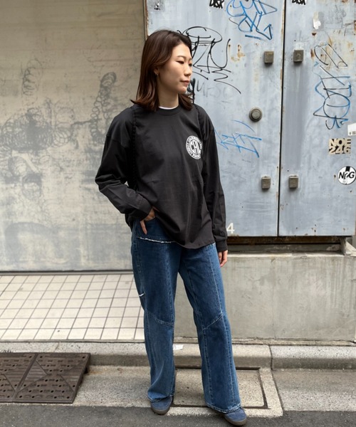 L　80s　オーシャンパシフィック　ロングスリーブTシャツ　メンズ　黒　カナダ製 CASCADES SHIRT